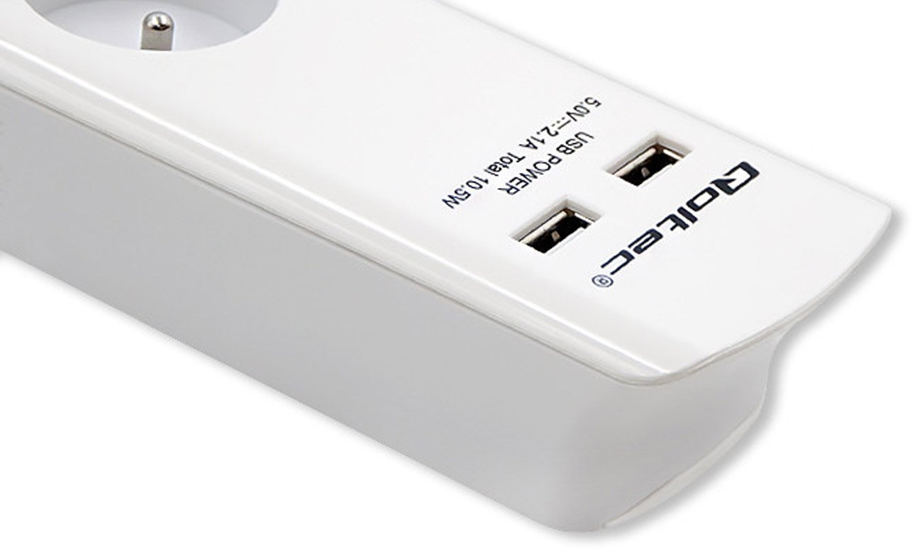 Überspannungsschutzleiste Qoltec USB-Ports