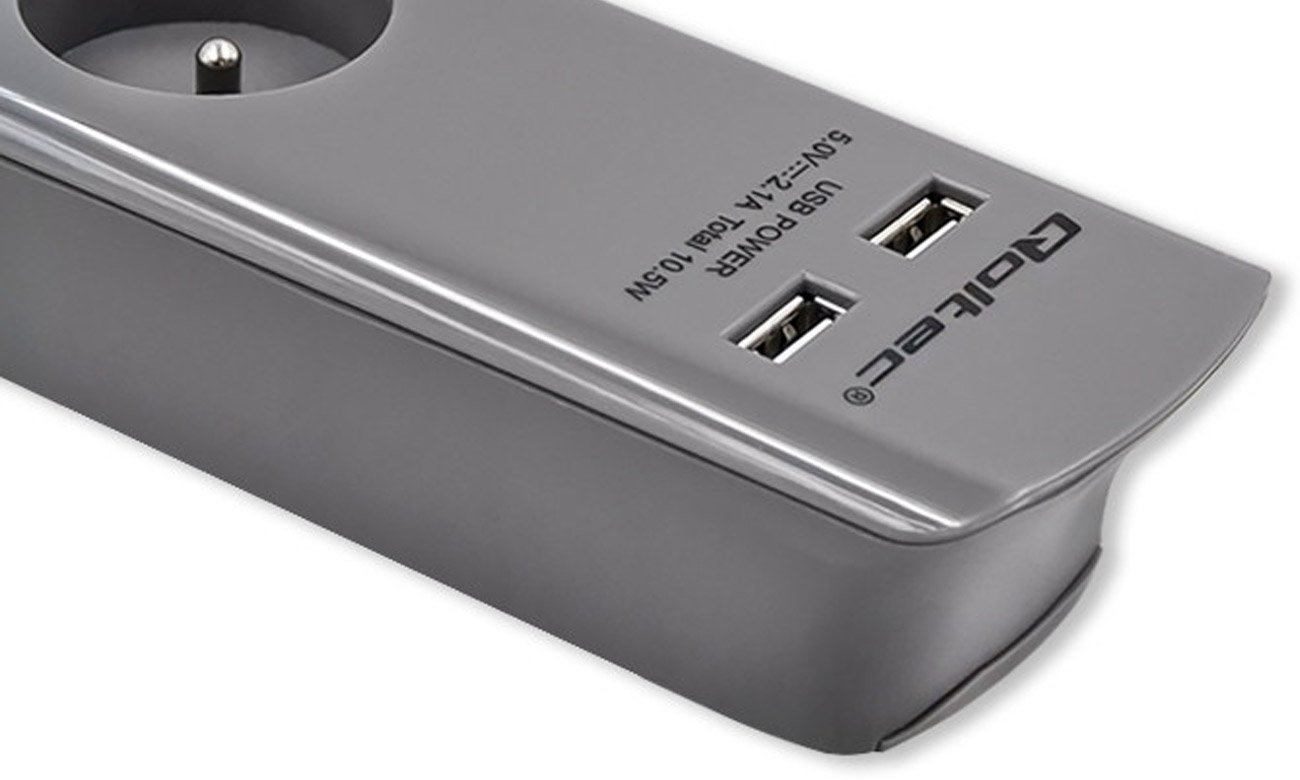 Überspannungsschutzleiste Qoltec USB-Ports