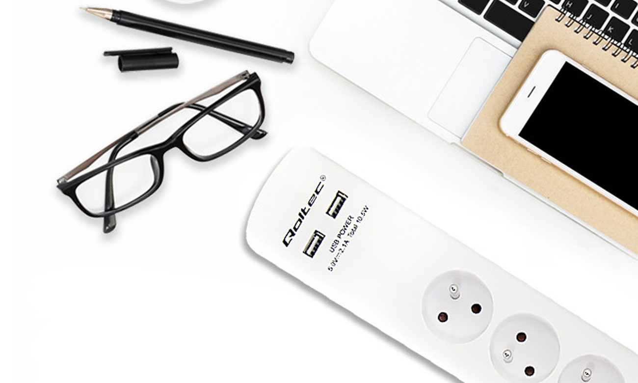Listwa antyprzepięciowa Qoltec, porty USB