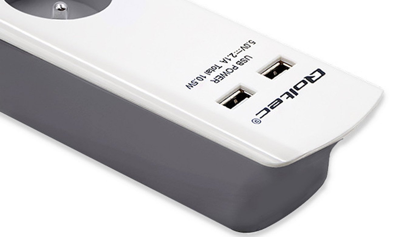 Überspannungsschutzleiste Qoltec USB-Ports