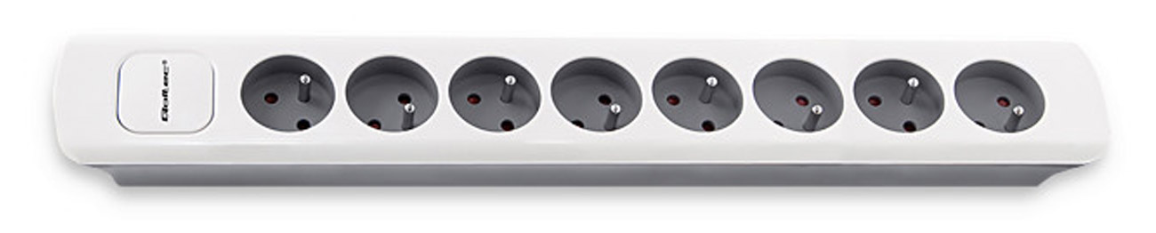 Listwa zasilająca Qoltec 50298 (8 gniazd, 1.8m, biało-szara) - Widok od góry pod kątem