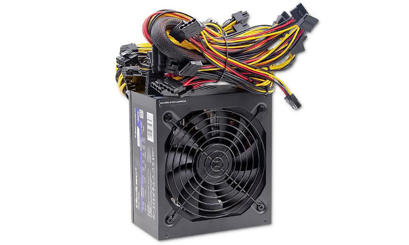 Zasilacz do komputera Qoltec Gaming Miner 1600W okablowanie