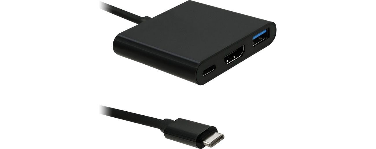 Przejściówka Qoltec Adapter USB 3.1 typ C -HDMI/USB /USB-C (czarny) 50430