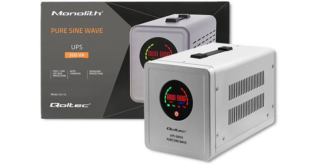 Zasilacz awaryjny Qoltec Pure Sine Wave UPS (500VA/350W)