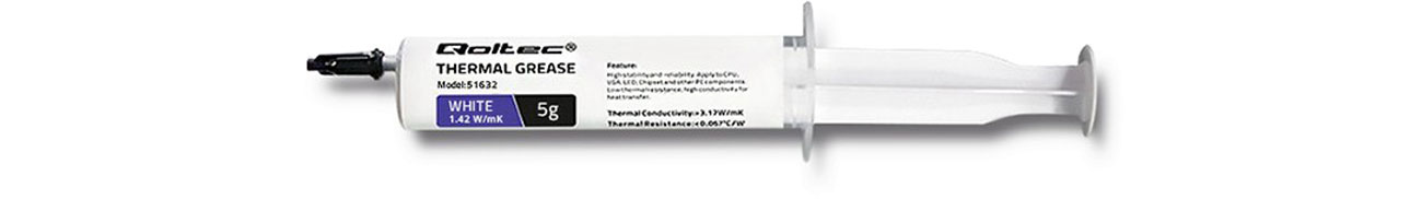 Pasta termoprzewodząca Qoltec 5g biała 1.42 W/m-K 51632