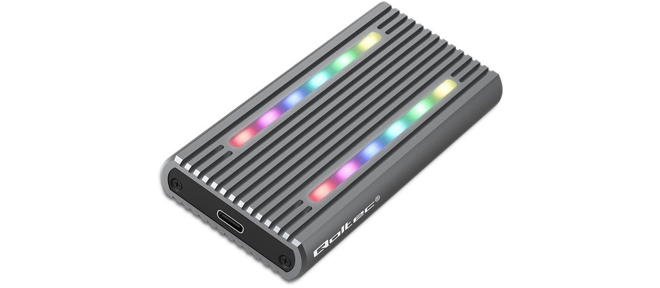 Qoltec 52272 M.2 NVMe SATA RGB USB-C Festplattengehäuse