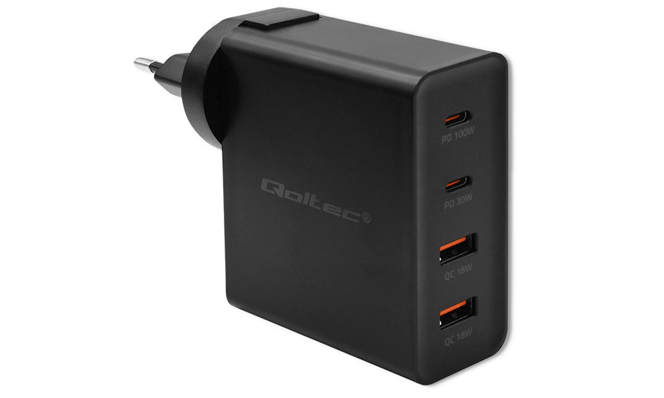 Qoltec GaN POWER PRO 2x USB-C/USB 130W Ladegerät