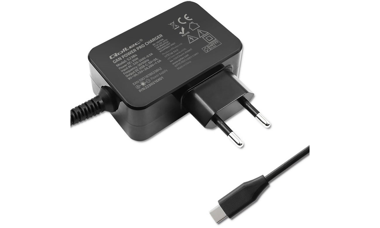 Qoltec GaN POWER PRO USB-C 65 W