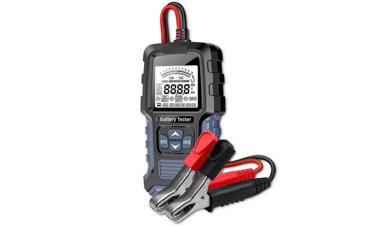 Cyfrowy tester akumulatora Qoltec LCD 12V/24V/3Ah-250Ah