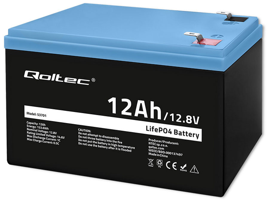 Qoltec 53701 akumulator LiFePO4 12.8V/12Ah/153.6Wh