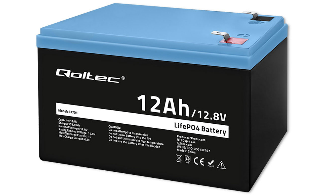 Qoltec 53701 akumulator LiFePO4 12.8V/12Ah/153.6Wh