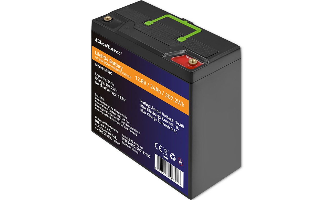 Qoltec 53702 akumulator LiFePO4 12.8V/24Ah/307.2Wh