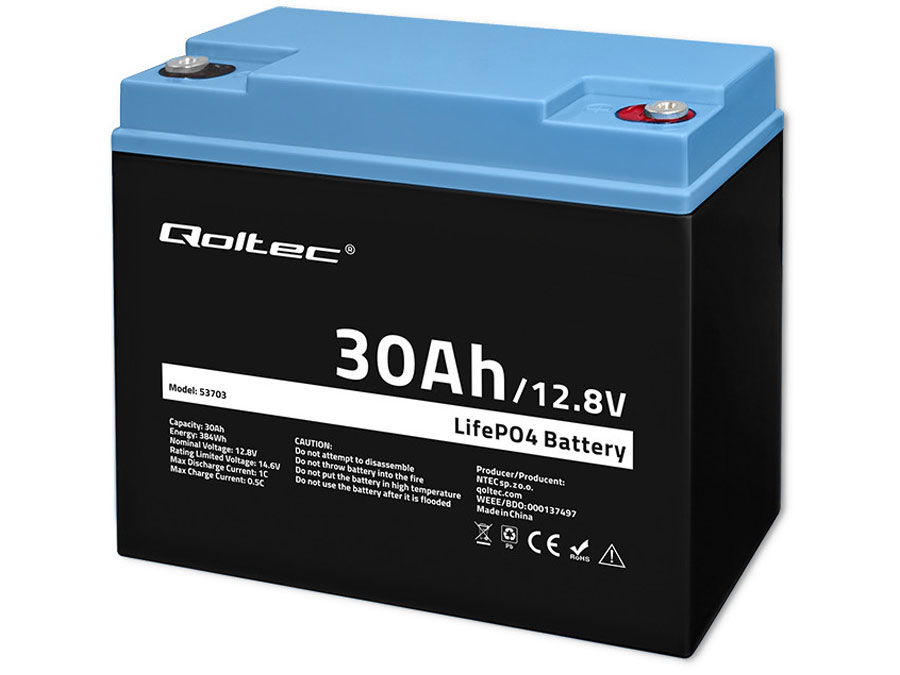 Qoltec 53703 akumulator LiFePO4 12.8V/30Ah/384Wh