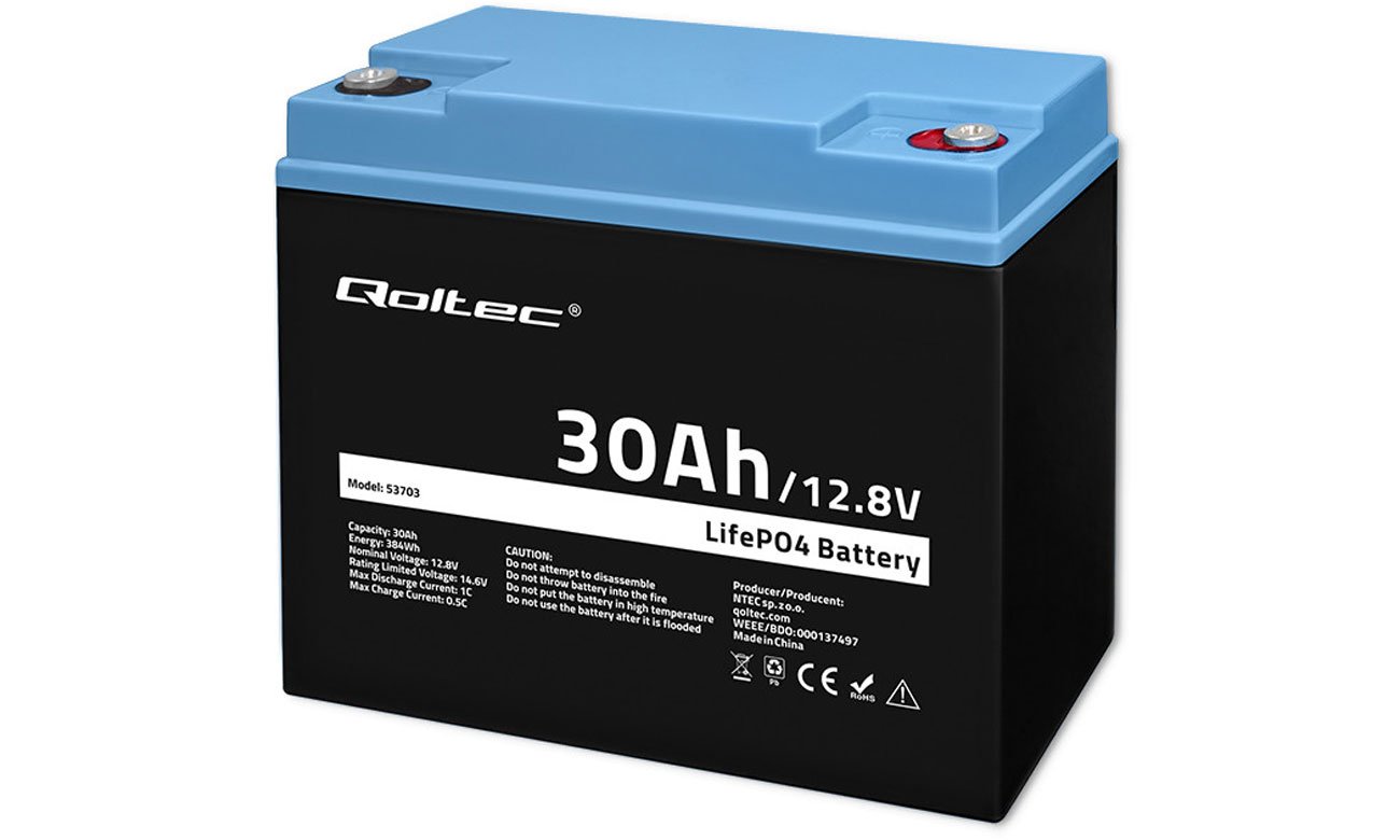 Qoltec 53703 akumulator LiFePO4 12.8V/30Ah/384Wh