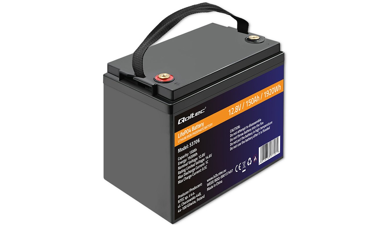 Akumulator Qoltec LiFePO4 12.8V 150Ah 1920Wh BMS