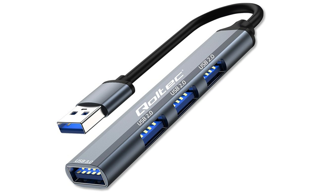 Hub Qoltec USB-A 3x USB 2.0, 1x USB 3.0