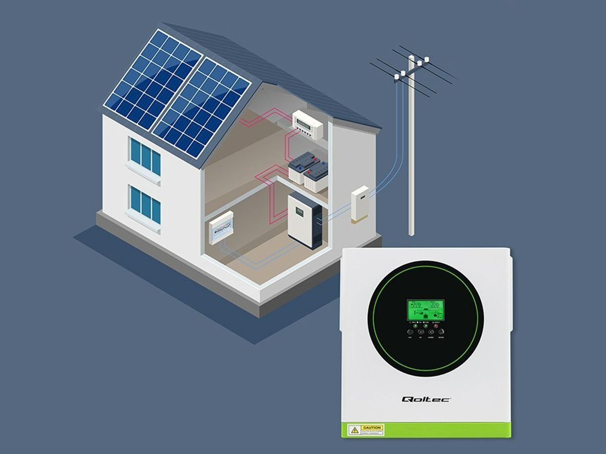 Qoltec Hybrydowy inwerter solarny Off-Grid w domu