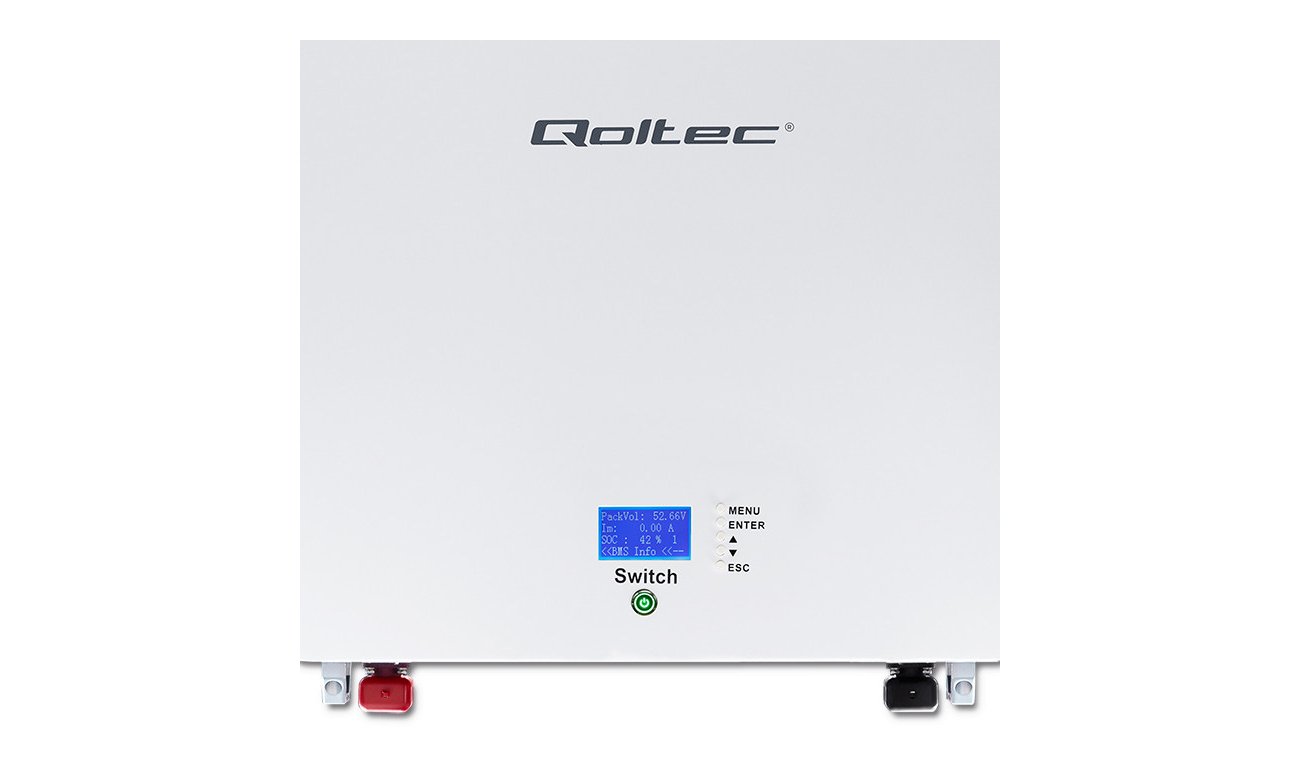 Qoltec LiFePO4 (9.6kWh, 48V, BMS, LCD)