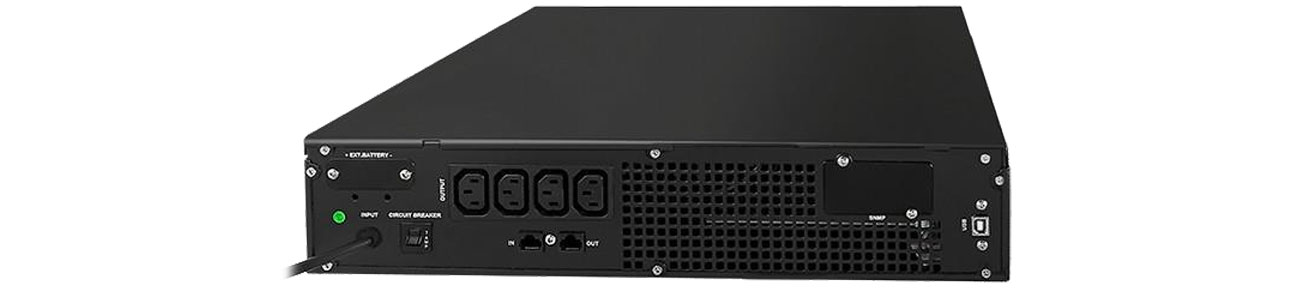 UPS Qoltec 53940 Rack 1000 VA / 800W Widok z tyłu, złącza