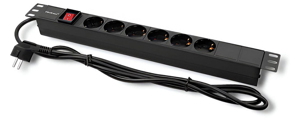 Listwa zasilająca Qoltec PDU do RACK 19' 1U 16A 6xSCHUKO 2m