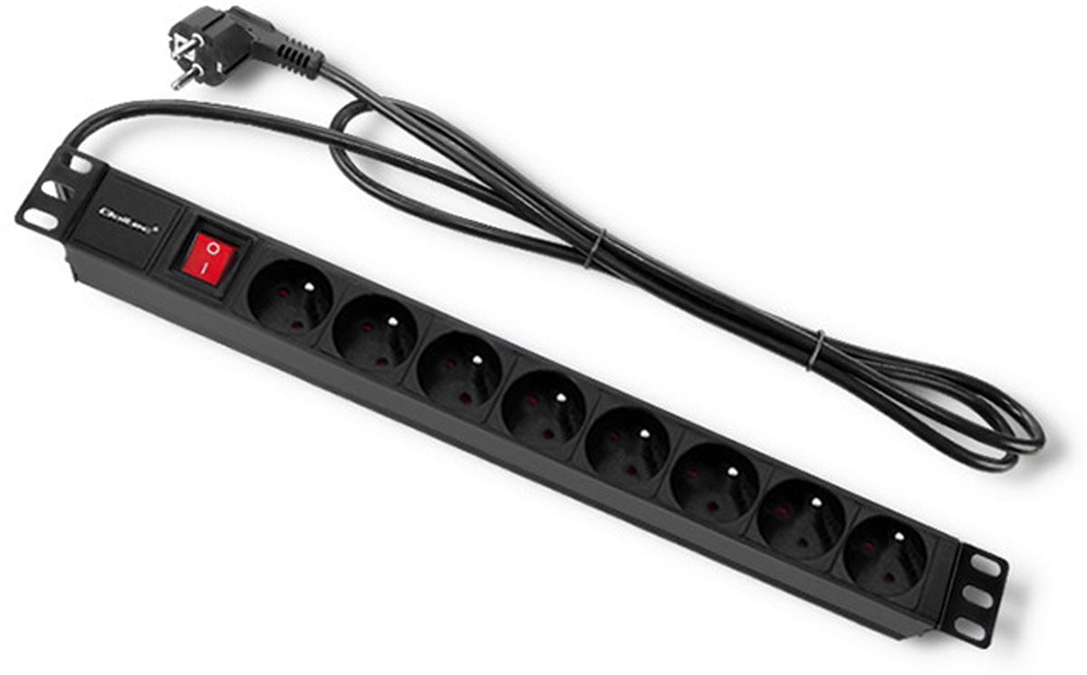Listwa zasilająca Qoltec PDU do RACK 19' 1U 16A 8xFRENCH 2m