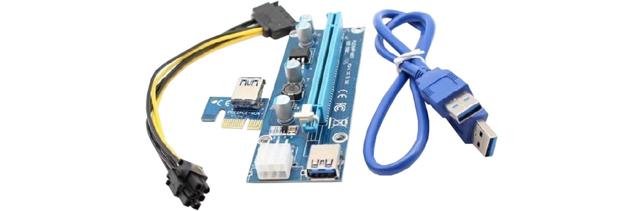 Qoltec 55501 Riser PCi-E 1x-16x USB 3.0 SATA/ PCI-E 6pin