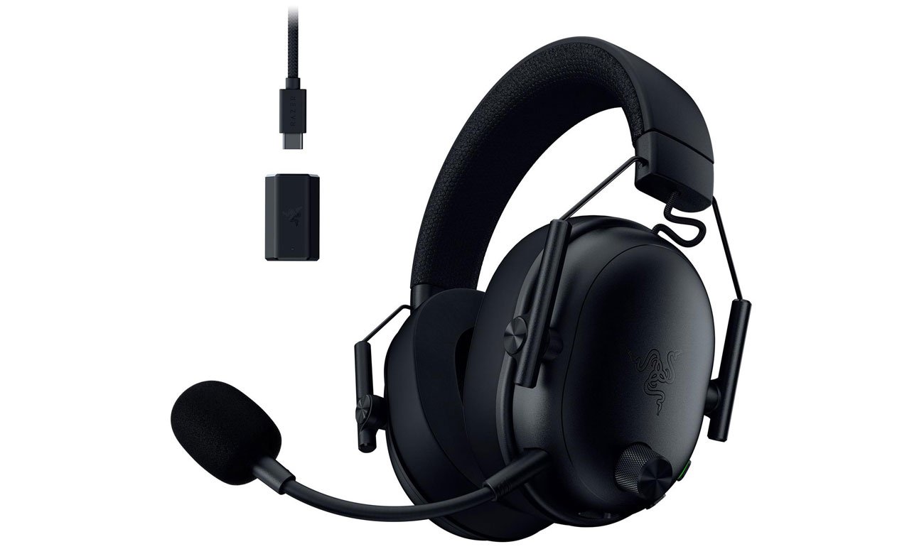 Razer BlackShark V3 Black - Widok od przodu pod kątem