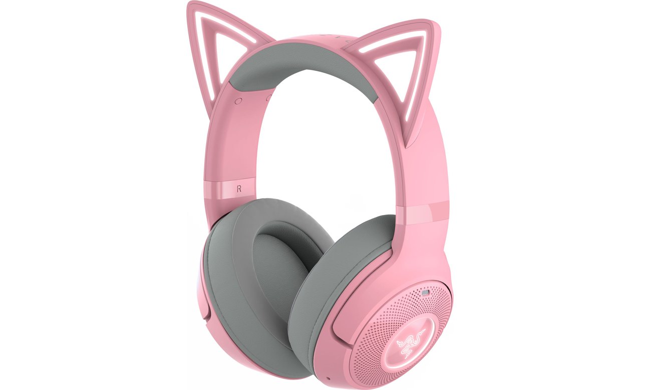 Bezprzewodowy zestaw słuchawkowy Razer Kraken Kitty V2 BT Quartz - Widok od przodu pod kątem
