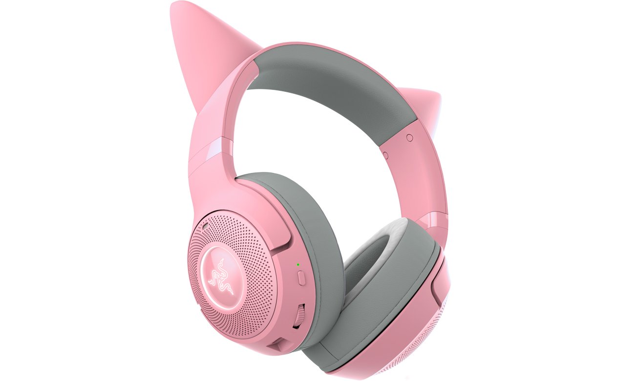 Bezprzewodowy zestaw słuchawkowy Razer Kraken Kitty V2 BT Quartz - Widok od przodu pod kątem