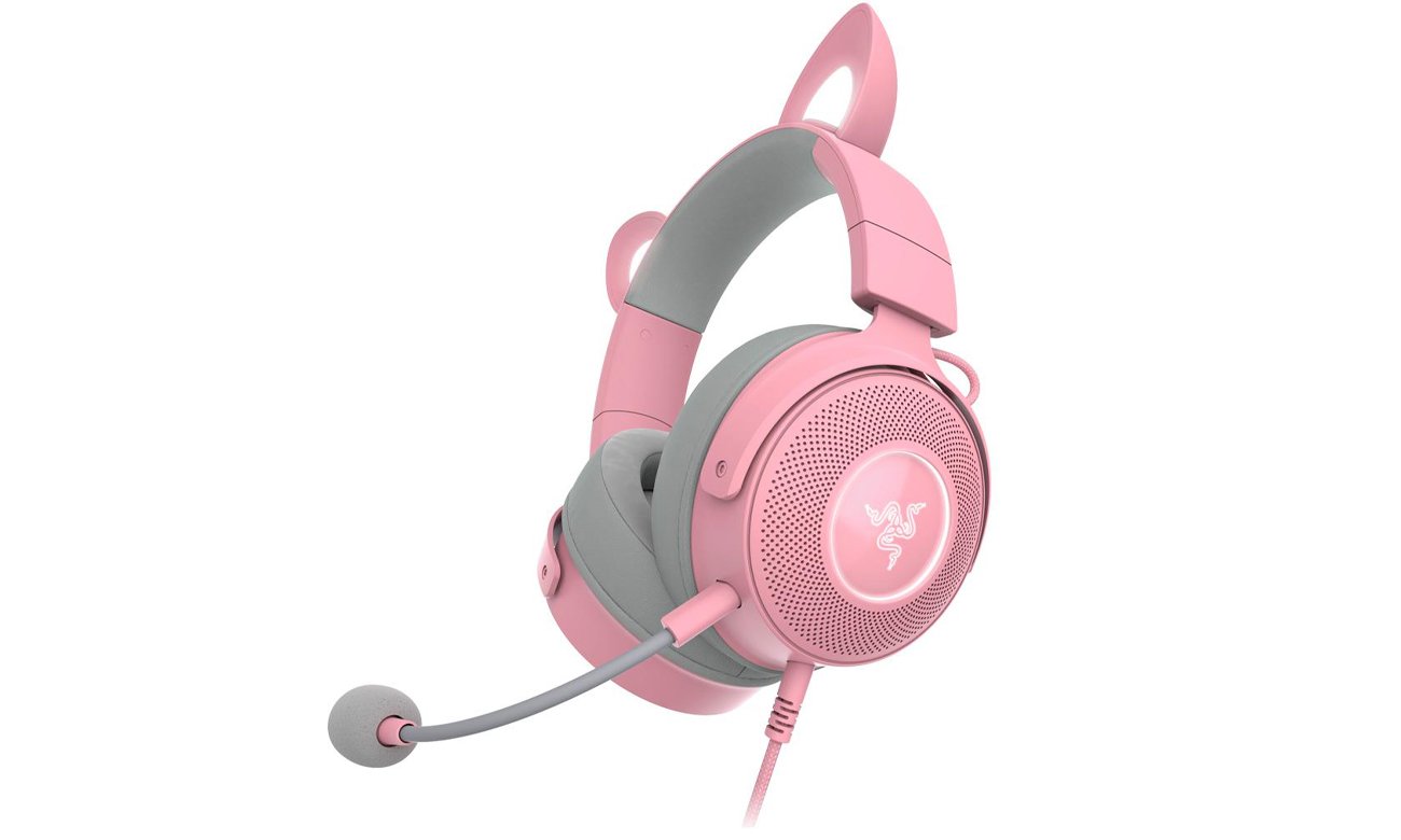 Razer Kraken Kitty V2 Pro Quartz Gaming-Headset - Vorderansicht unter einem Winkel