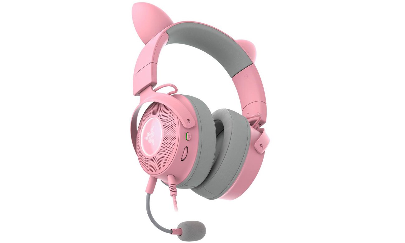 Razer Kraken Kitty V2 Pro Quartz Gaming-Headset - Vorderansicht unter einem Winkel