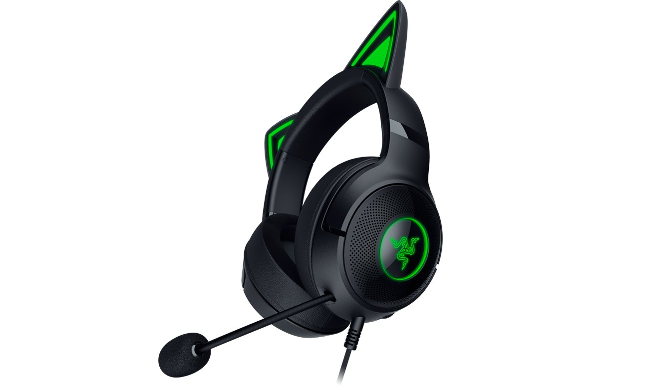 Razer Kraken Kitty V2 Black Headset - Vorderansicht unter einem Winkel