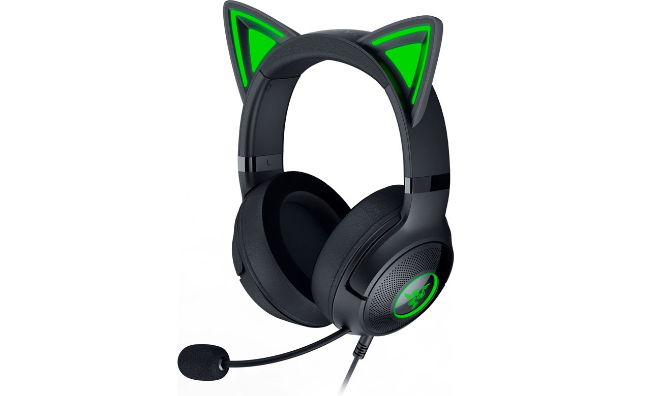 Razer Kraken Kitty V2 Black Headset - Vorderansicht unter einem Winkel