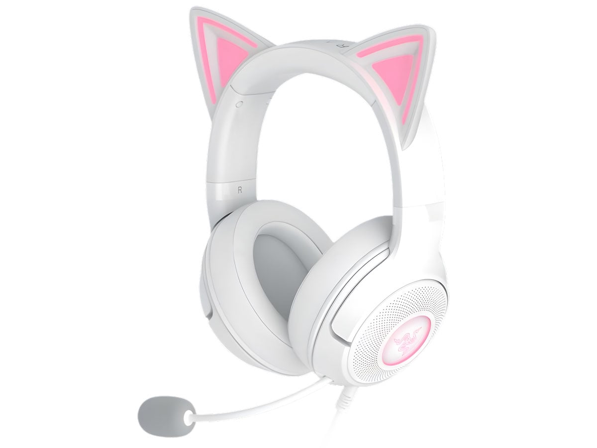 Zestaw słuchawkowy Razer Kraken Kitty V2 White - Widok od przodu pod kątem