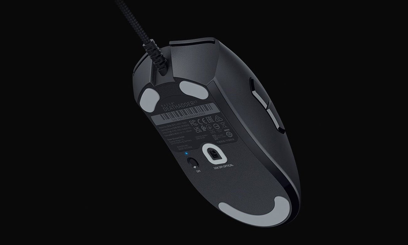 Razer DeathAdder V3 widok od spodu, sensor