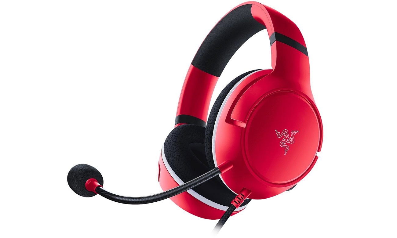 Zestaw słuchawkowy Razer Kaira X Xbox Pulse Red - Widok przodu i lewego boku pod kątem