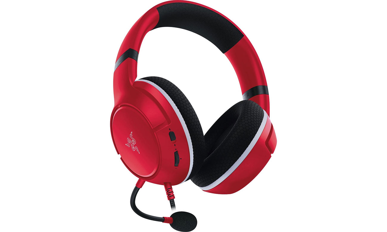 Zestaw słuchawkowy Razer Kaira X Xbox Pulse Red - Widok przodu i prawego boku pod kątem