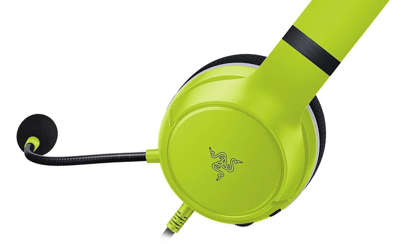 Zestaw słuchawkowy Razer Kaira X Xbox Electric Volt - Zbliżenie lewego nausznika i mikrofonu
