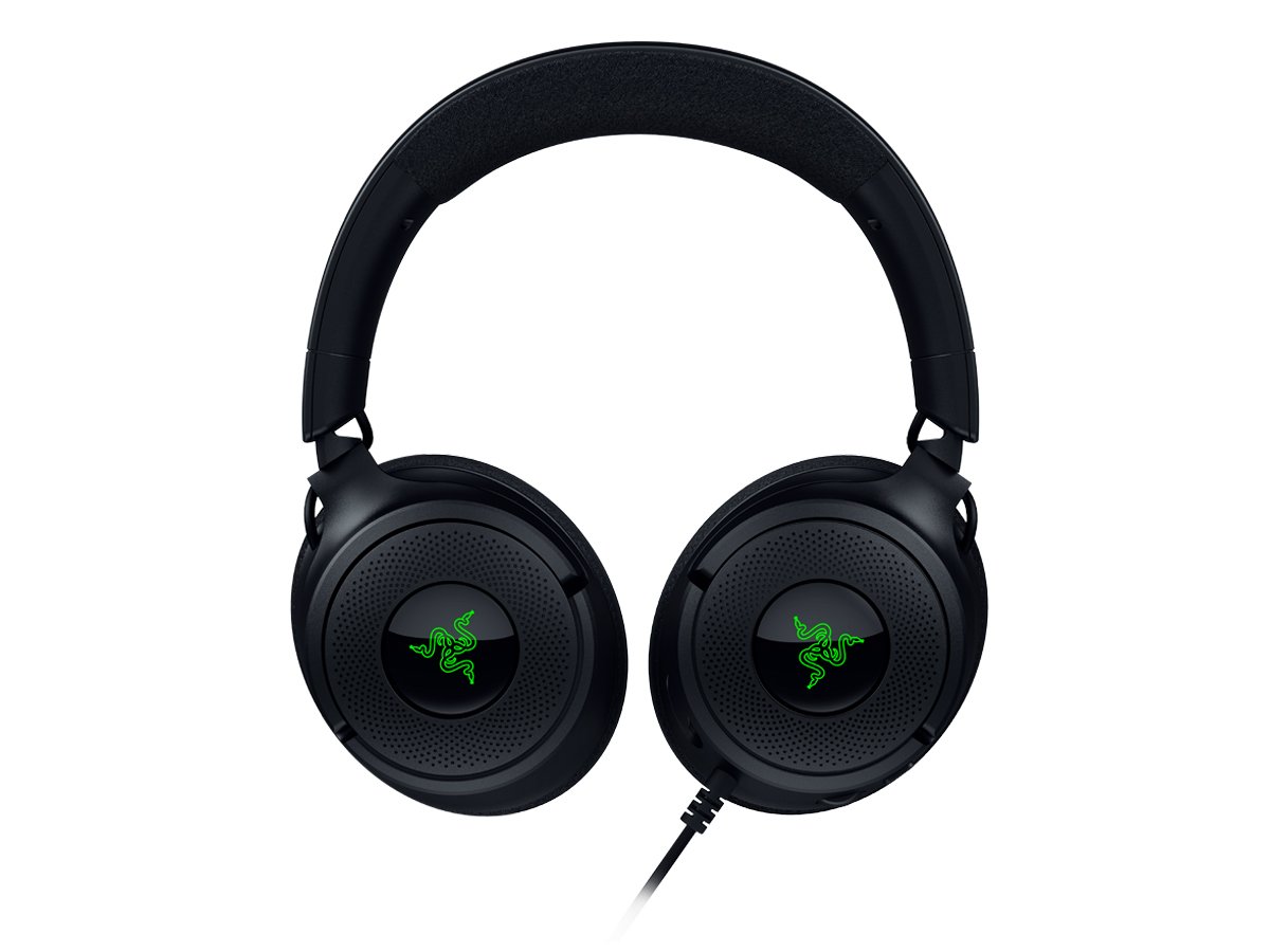 Kabelloses Headset Razer Kraken V4 X - Vorderansicht, flache Ohrmuscheln