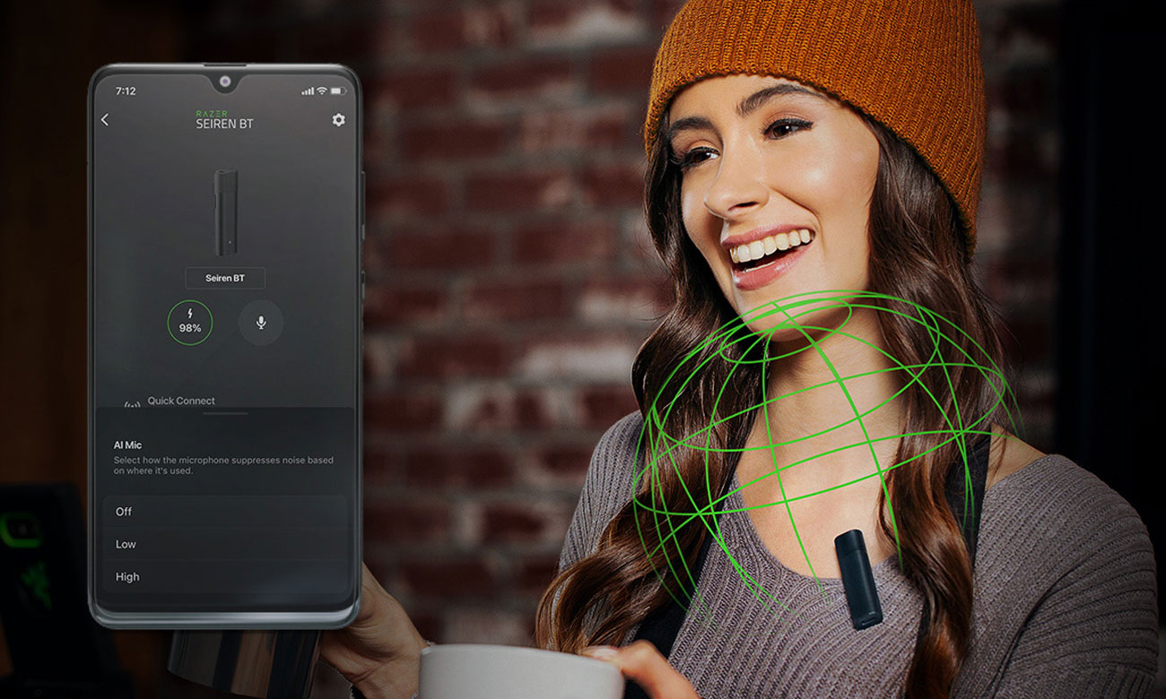 Bezprzewodowy przypinany mikrofon Razer Seiren BT - Dookólna charakterystyka rejestrowania dźwięku