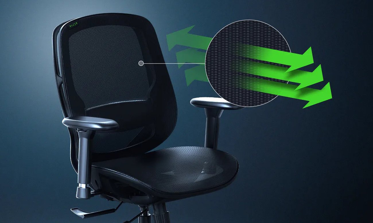 Ergonomiczny fotel gamingowy Razer Fujin - Siatka zapewniająca optymalną wentylację