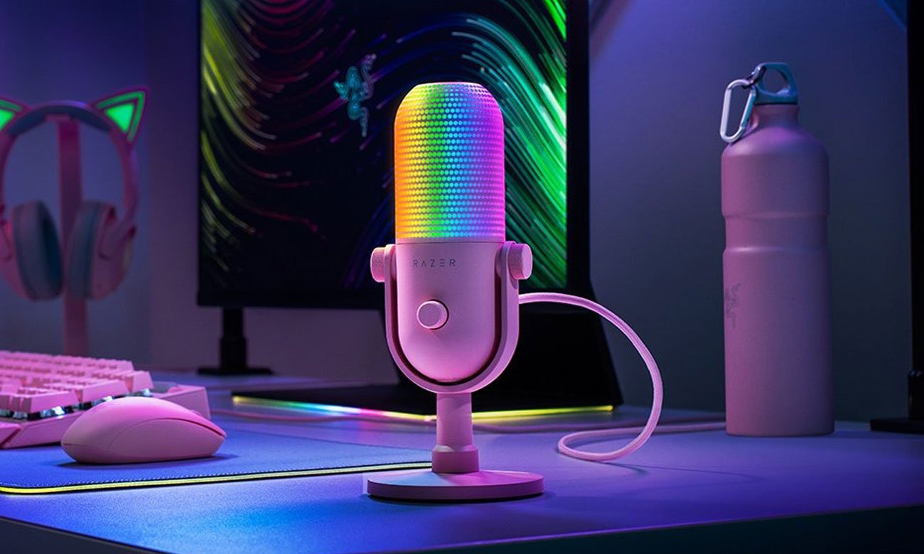 Mikrofon Razer Seiren V3 Chroma Quartz - Grafika lifestyle