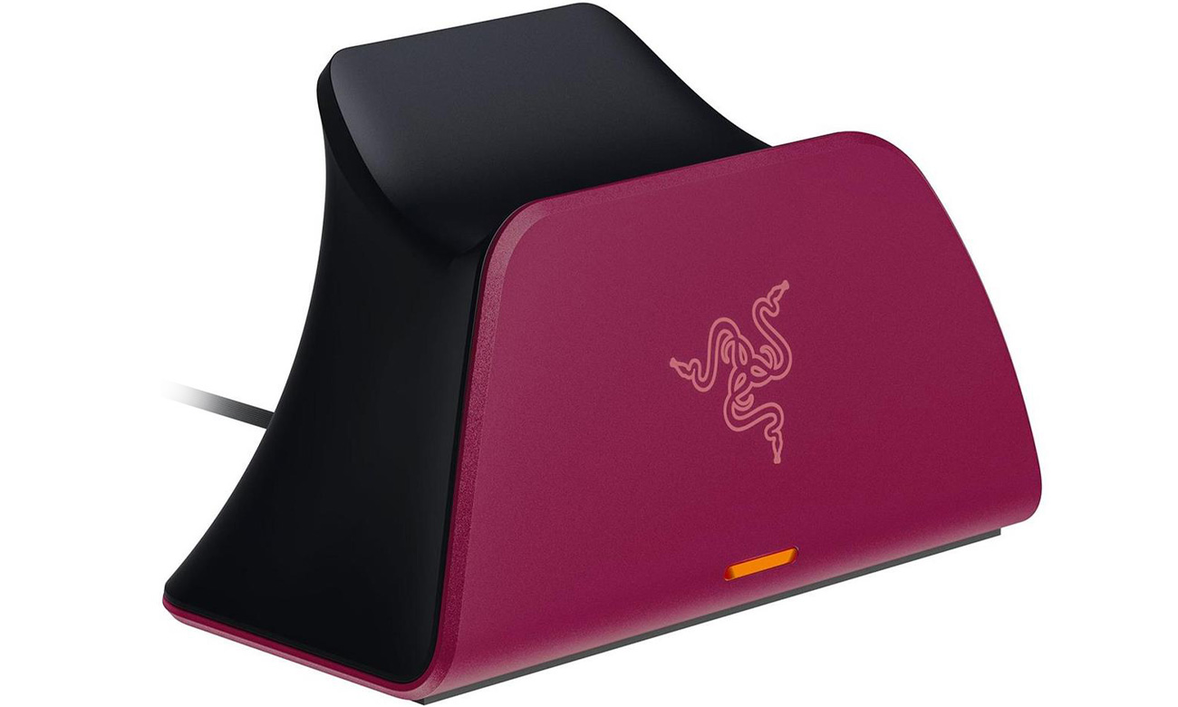 Stacja ładująca Razer Universal Quick Charging Stand PS5 Cosmic Red - Widok od przodu pod kątem