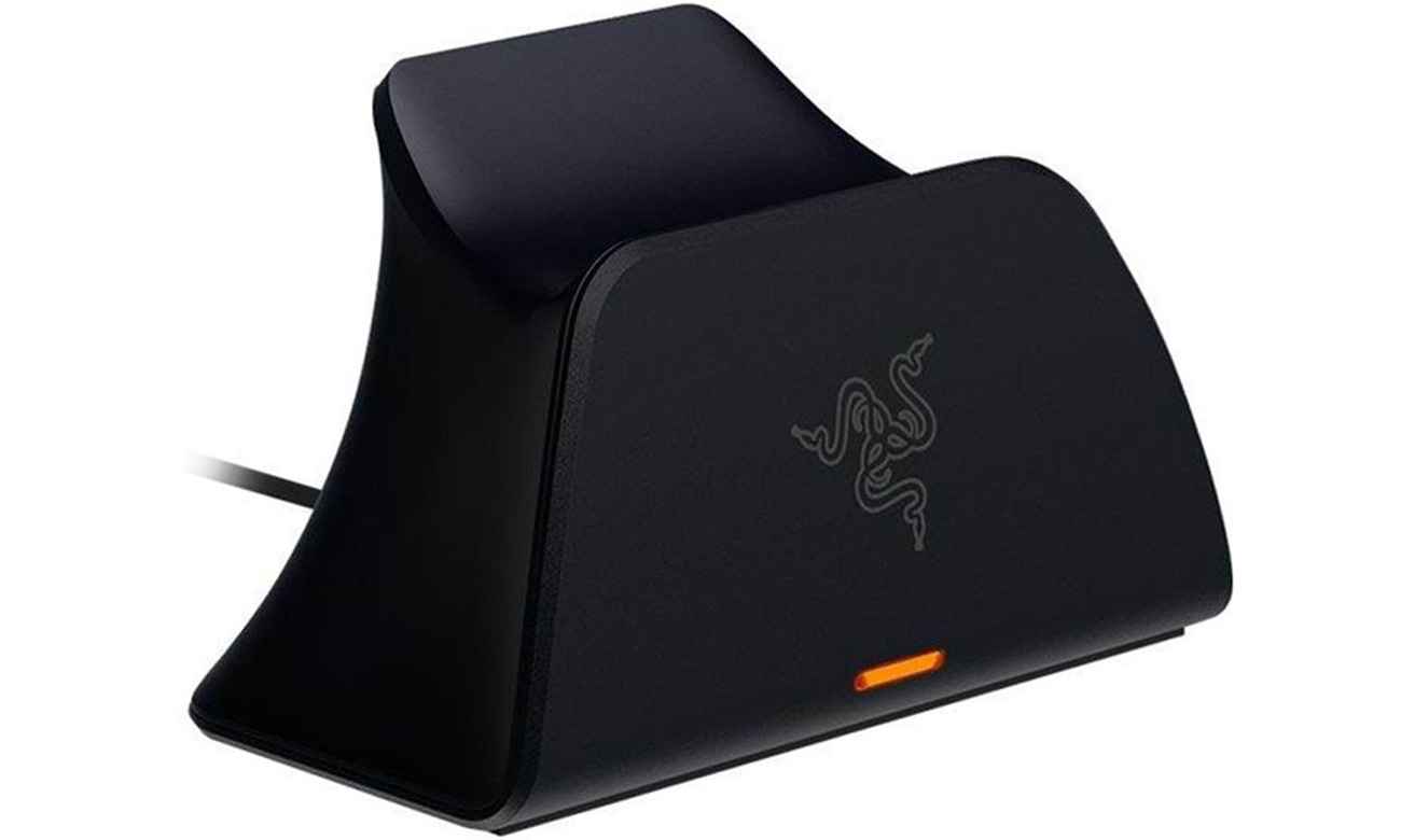 Stacja ładująca Razer Universal Quick Charging Stand PS5 Midnight Black - Widok od przodu pod kątem