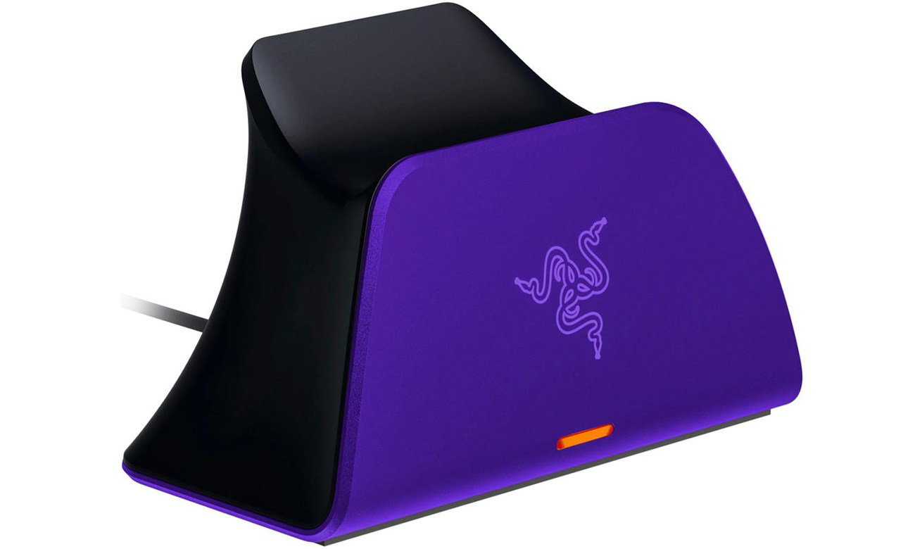 Stacja ładująca Razer Universal Quick Charging Stand PS5 Purple - Widok od przodu pod kątem