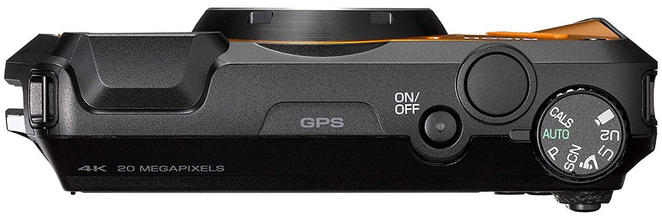 Aparat Ricoh WG-6 pomarańczowy widok z góry