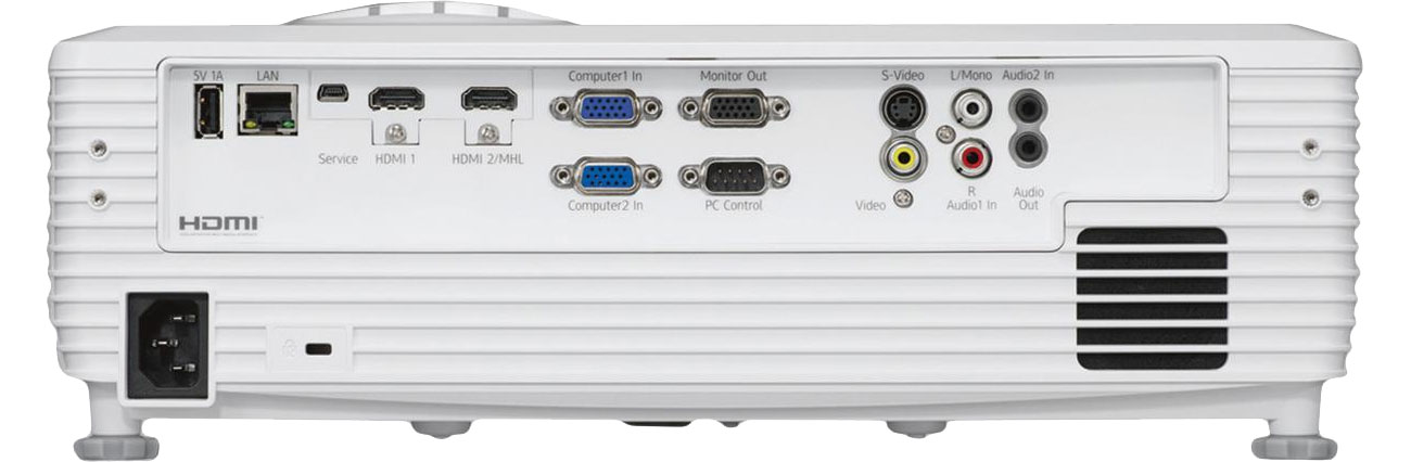 Ricoh PJ WX5770 - Widok z tyłu, złącza