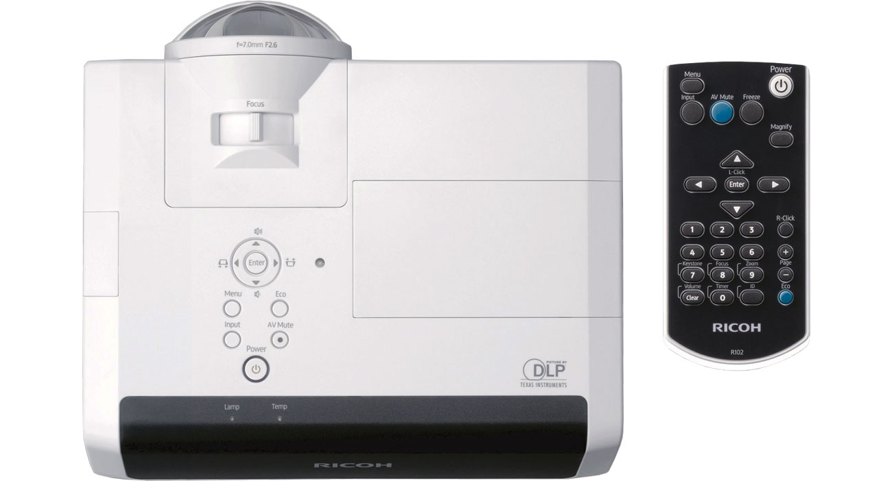 Ricoh PJ X3351N - Widok z góry, pilot