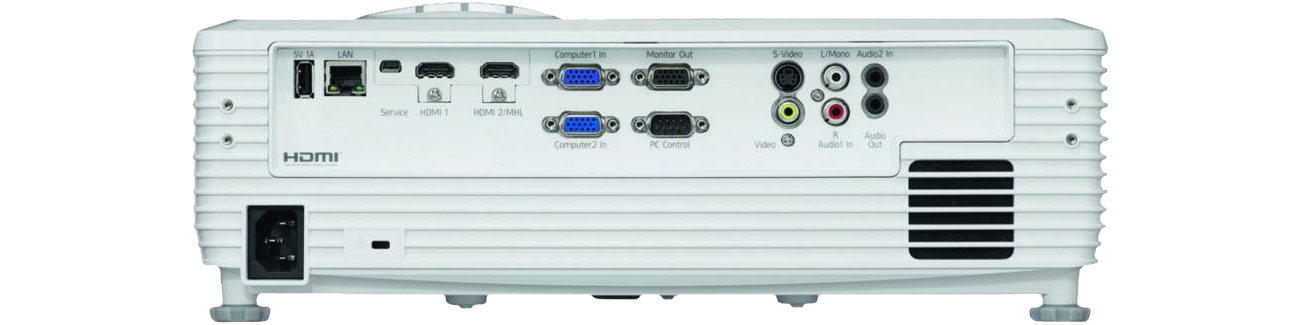 Ricoh PJ X5770 - Widok z tyłu, złącza