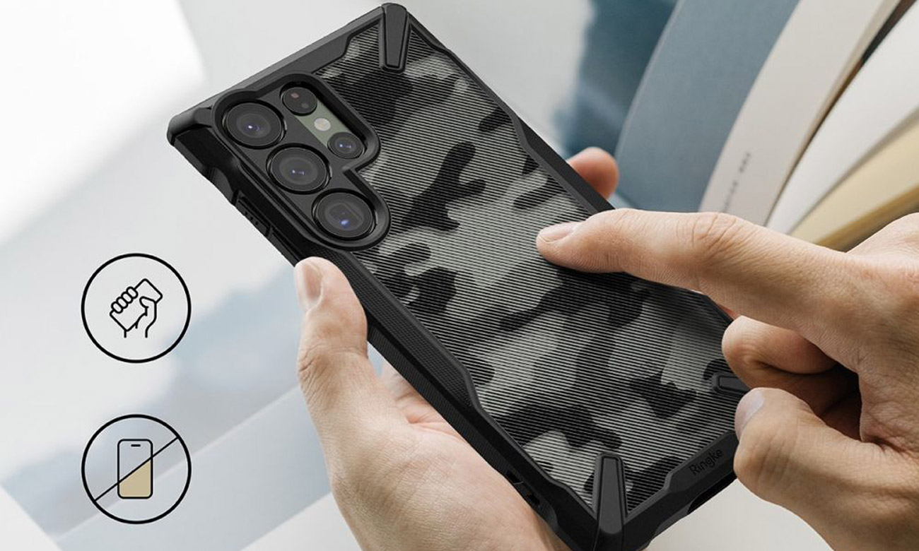 Etui Ringke Fusion X do Samsung Galaxy S23 Ultra Camo Black - Wytrzymałość i idealne dopasowanie